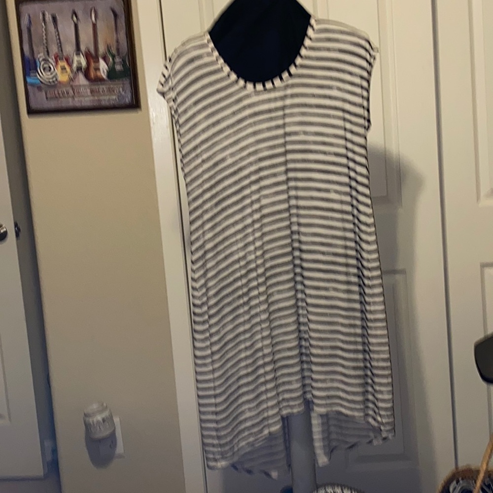 CATO STRIPED HI-LOW DRESS